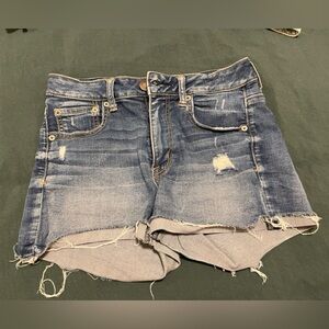 American Eagle Outfitters Blue Distressed Jean Shorts